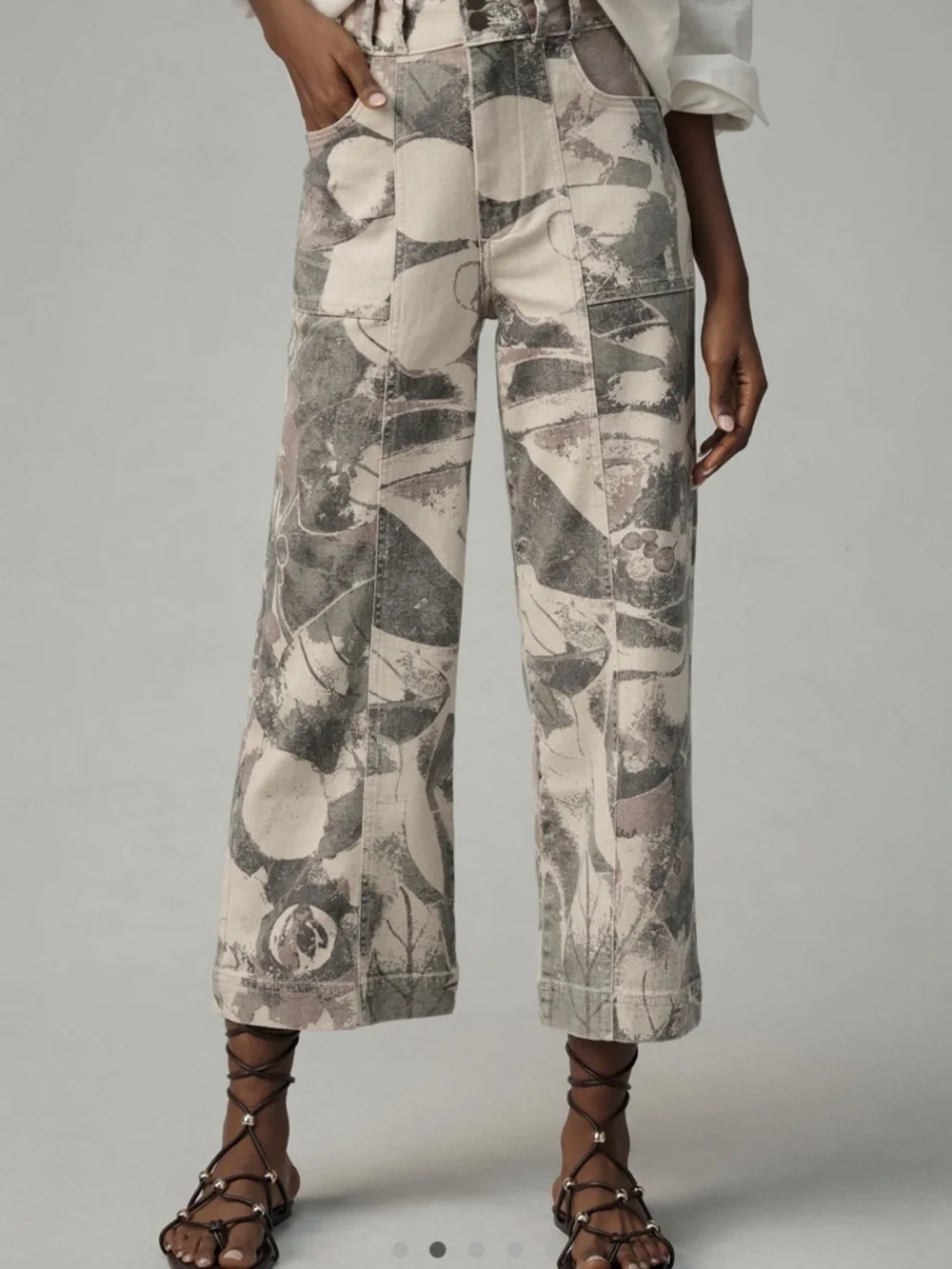 Anthropology Skipper Seamed High-Rise Crop Wide-Leg by Pilcro: Camo Edition - Picture 2 of 5